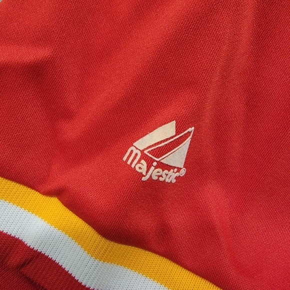 VTG Majestic Atlanta Hawks Hardwood Classics Shooting Jersey Shirt 3XL NBA Red - Picture 12 of 15